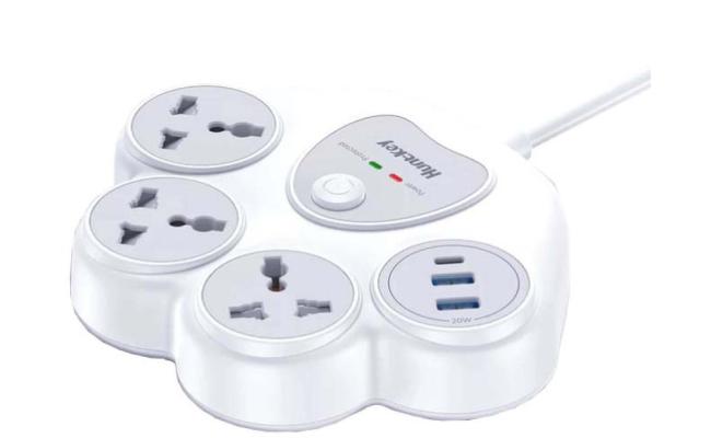 Huntkey SZN307C (Charge Station F20) 3*AC outlets,2*USB-A ports,1*USB-C ports | Surge Protect 1.5M - White